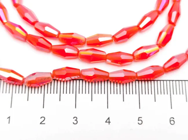 Margele cristal biconic 8x4mm rosu AB (sirag)