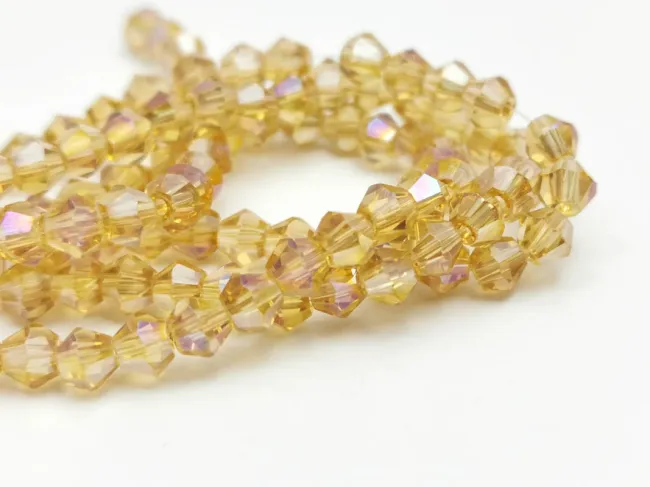 Margele cristal biconic 4mm auriu inchis AB (sirag)