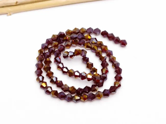 Margele cristal biconic 4mm burgundy inchis AB (sirag)