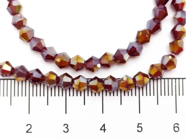 Margele cristal biconic 4mm burgundy inchis AB (sirag)