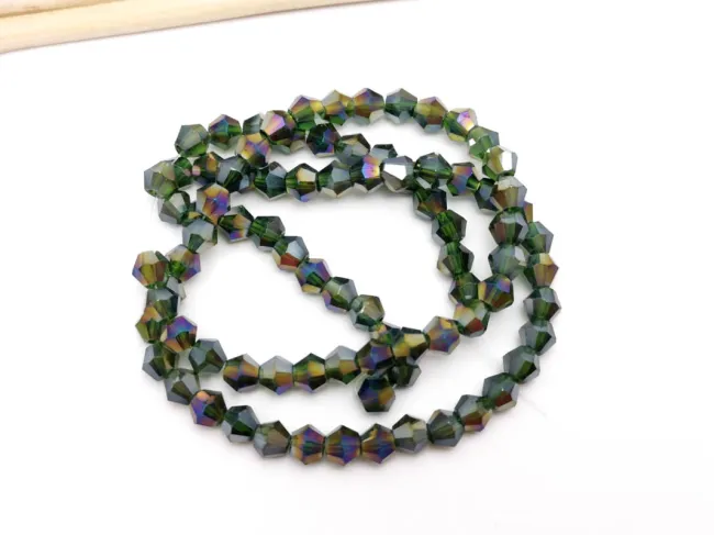 Margele cristal biconic 4mm verde inchis AB (sirag)