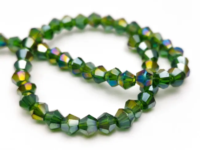 Margele cristal biconic 4mm verde brad AB (sirag)