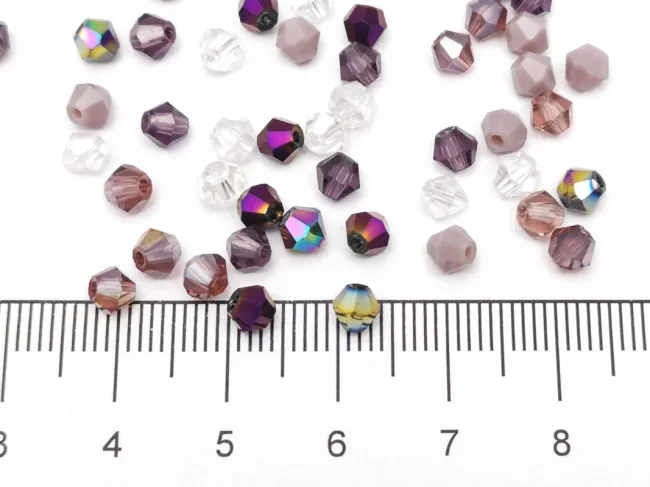 Margele cristal biconic 4mm mix rosu mov (250buc)