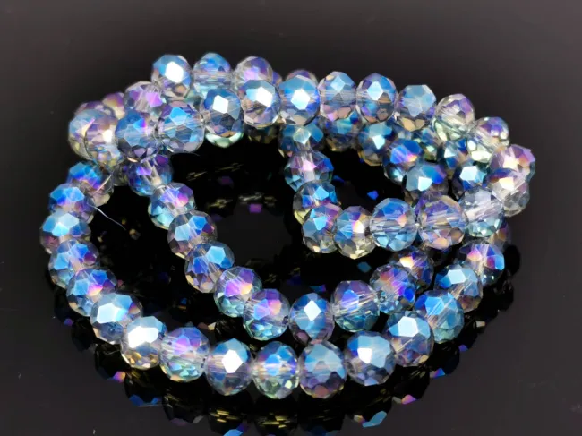 Margele cristal rondel fatetat 6x4mm albastru iris (sirag)