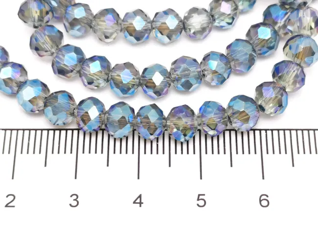 Margele cristal rondel fatetat 6x4mm albastru iris (sirag)