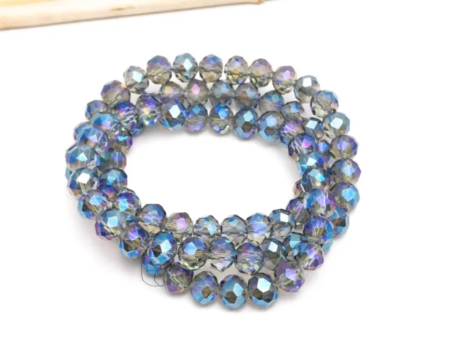 Margele cristal rondel fatetat 6x4mm albastru iris (sirag)