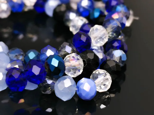 Margele cristal rondel fatetat 6x4mm mix albastru (sirag)