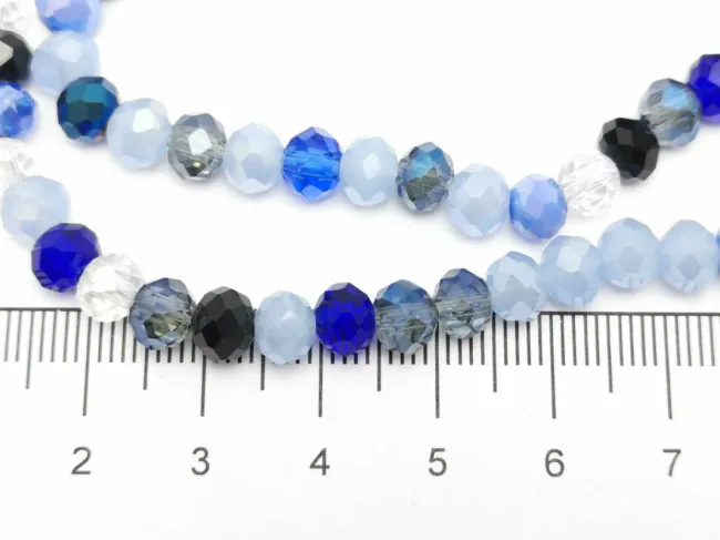 Margele cristal rondel fatetat 6x4mm mix albastru (sirag)