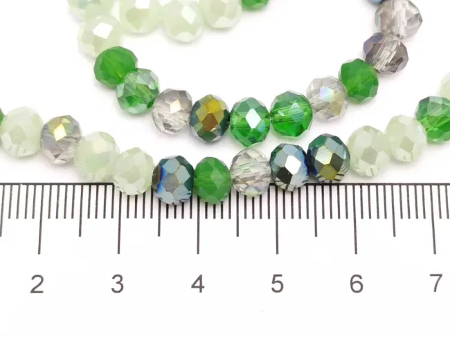 Margele cristal rondel fatetat 6x4mm mix verde (sirag)