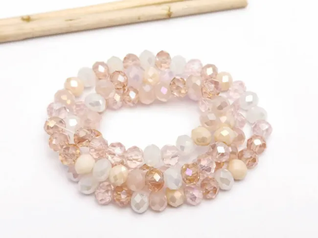 Margele cristal rondel fatetat 6x4mm mix roz (sirag)
