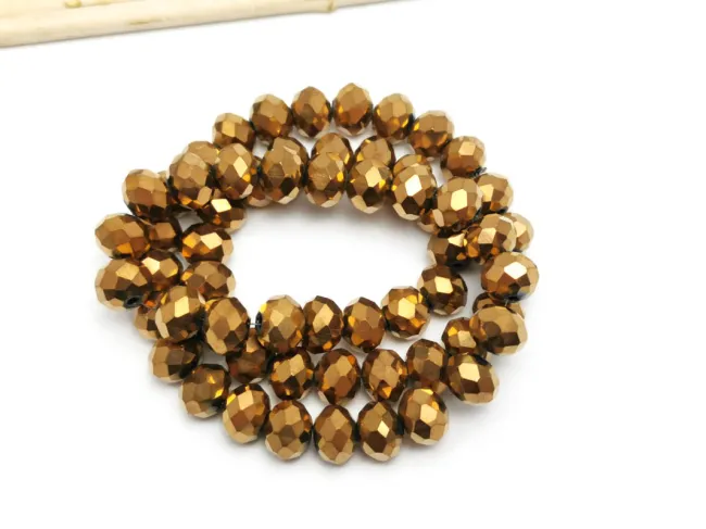 Margele cristal rondel fatetat 8x6mm cupru (sirag)