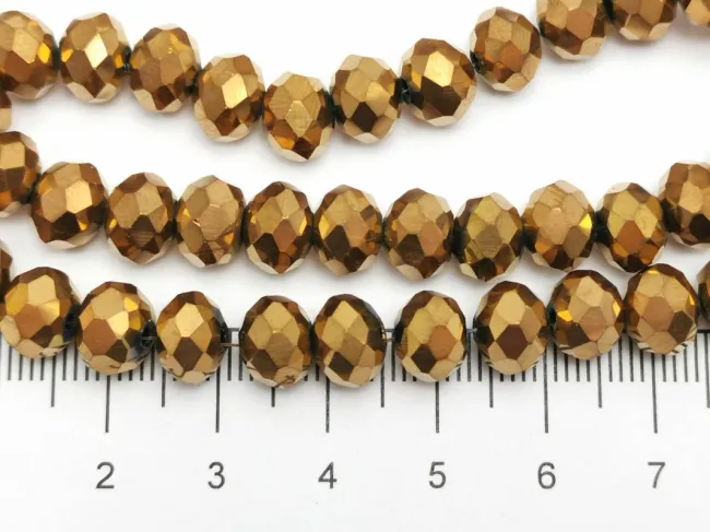 Margele cristal rondel fatetat 8x6mm cupru (sirag)