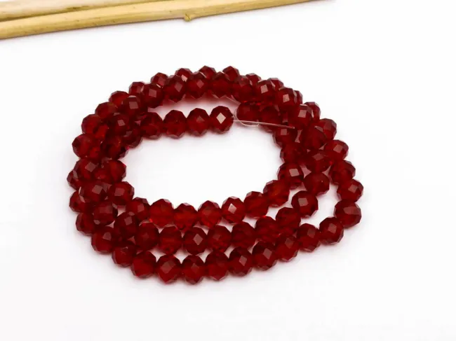 Margele cristal rondel fatetat 6x4mm bordo inchis (sirag)
