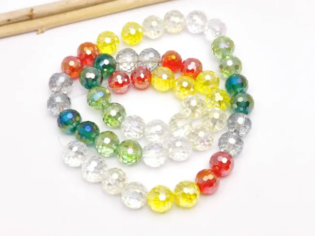 Margele cristal rotund micofatetat electroplacat 7.5~8mm multicolor (sirag)