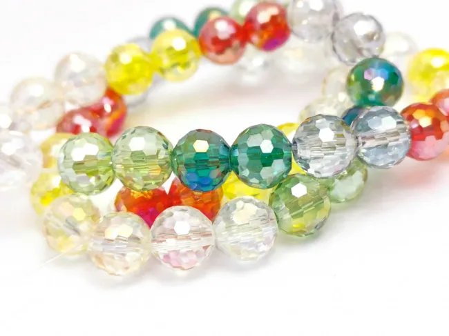 Margele cristal rotund micofatetat electroplacat 7.5~8mm multicolor (sirag)