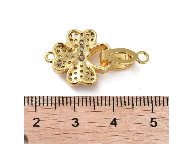 Inchizatoare cubic zirconia trifoi 25x15mm placat cu aur 18K