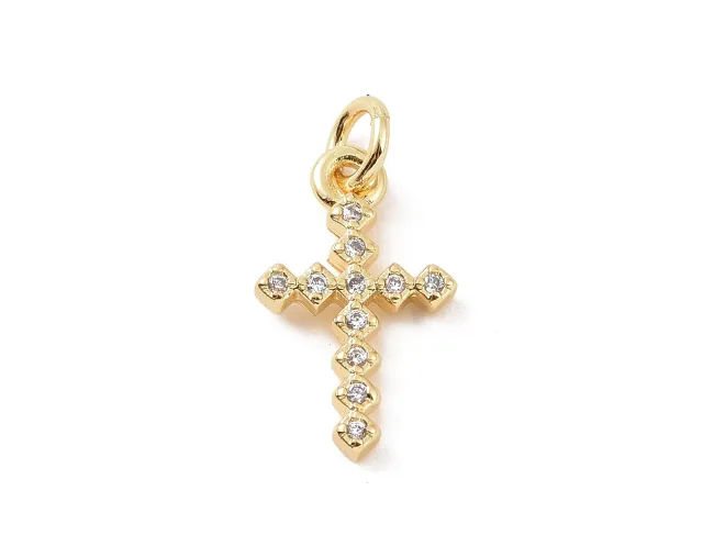 Charm cubic zirconia cruce 14.5x9mm auriu