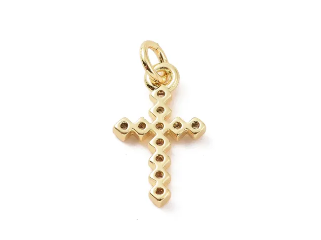 Charm cubic zirconia cruce 14.5x9mm auriu