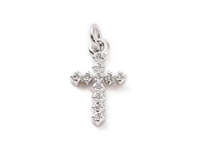 Charm cubic zirconia cruce 14.5x9mm argintiu