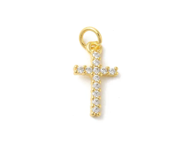 Charm cubic zirconia cruce 16x9mm auriu