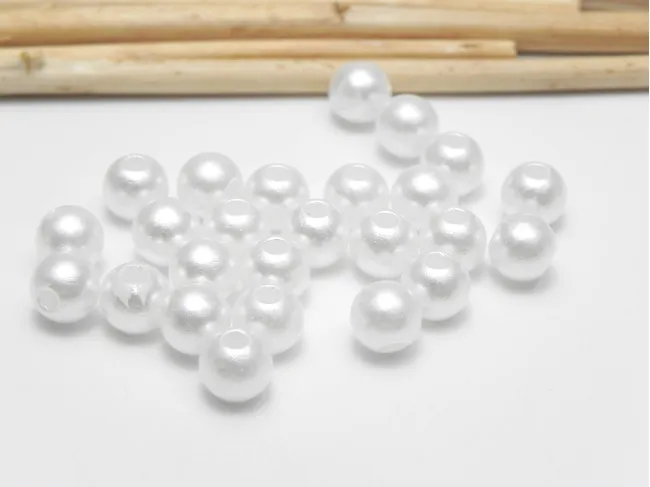 Margele acrilice 6mm alb sidefat (50buc)