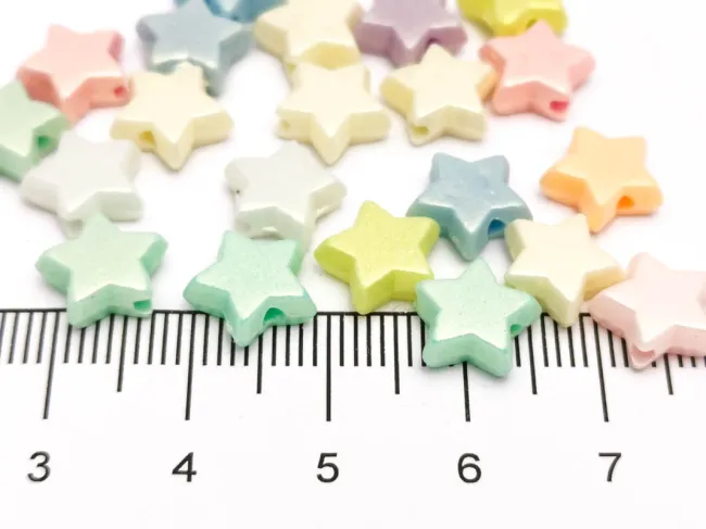 Margele acrilice steluta 9.5x9mm mix sidefat (20buc)