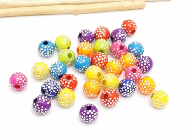 Margele acrilice rotunde 8mm mix (20buc)