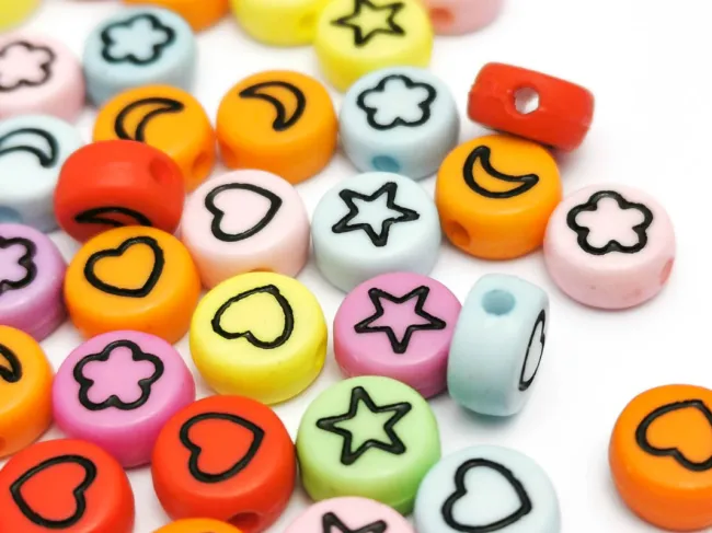 Margele acrilice 7x4mm stea inima luna (10buc)