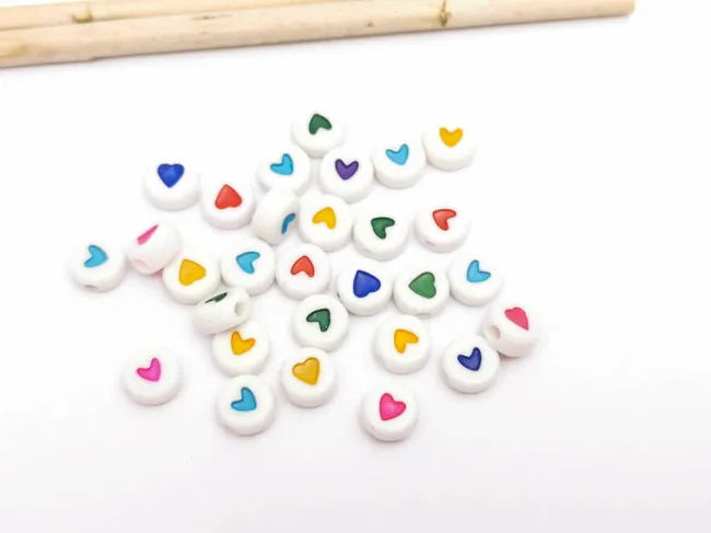 Margele acrilice mix inimi 7x4mm (10buc)