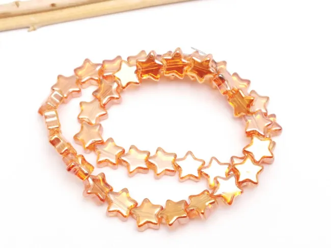 Margele sticla stea 9x8mm auriu roscat (sirag)