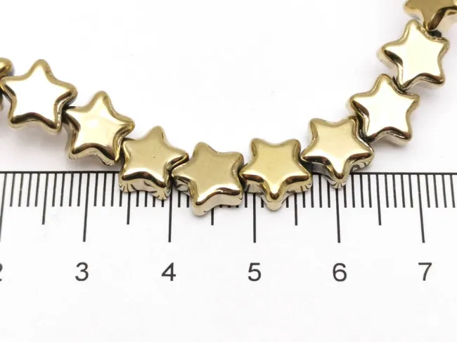 Margele sticla stea 9x8mm auriu (sirag)