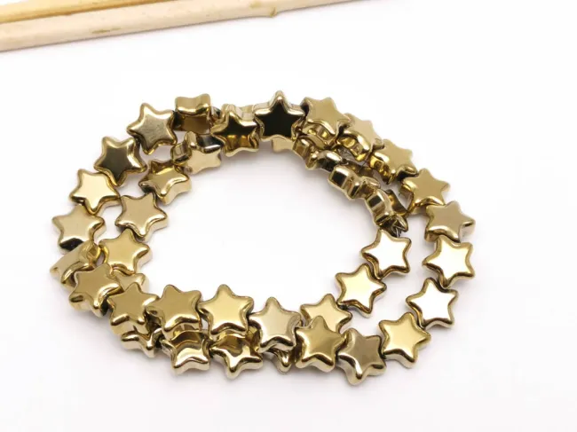 Margele sticla stea 9x8mm auriu (sirag)