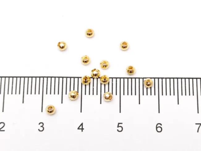 Margele de alama 2.5mm placate cu aur 18K (10buc)