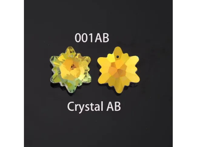Pandantiv sticla fulg de nea 14mm transparent auriu AB