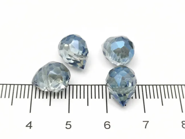 Briolete de cristal 11x8mm iris albastru