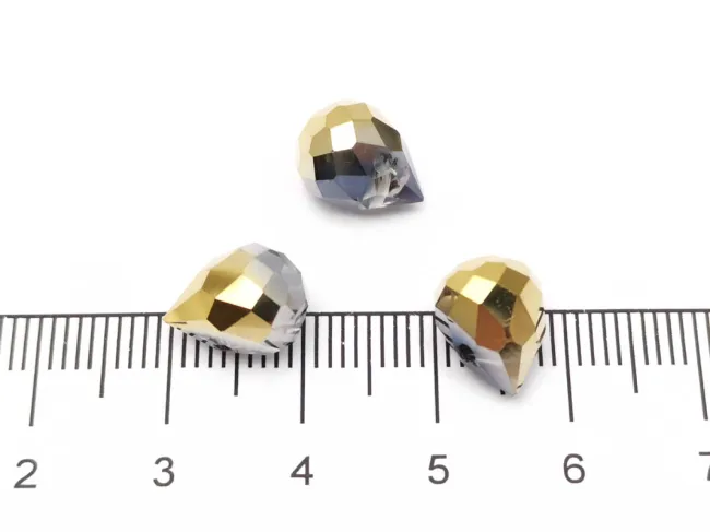 Briolete de cristal 11x8mm iris auriu mov