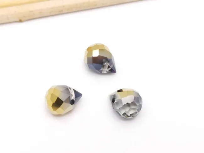 Briolete de cristal 11x8mm iris auriu mov