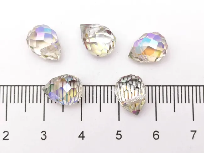 Briolete de cristal 11x8mm iris bej mov