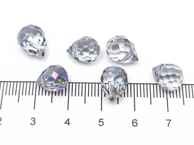 Briolete de cristal 11x8mm iris albastru mov