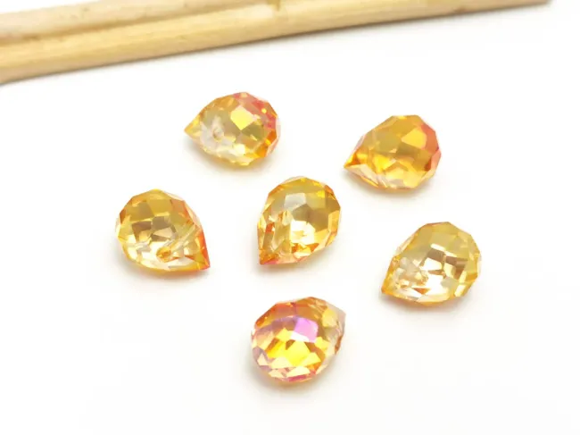 Briolete de cristal 11x8mm auriu roscat
