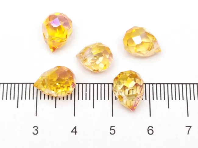 Briolete de cristal 11x8mm auriu roscat