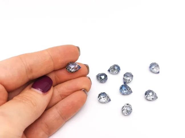 Briolete de cristal 11x8mm iris albastru