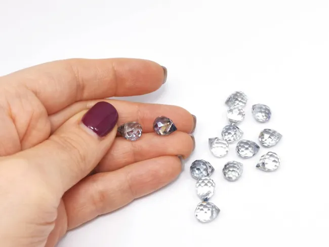 Briolete de cristal 11x8mm iris albastru mov