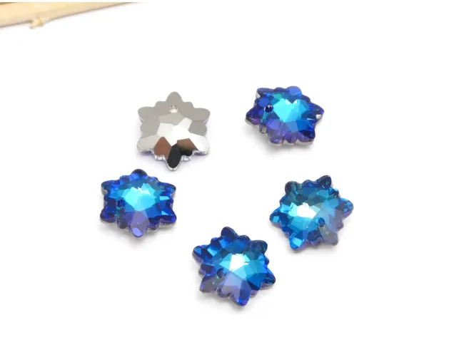 Pandantiv sticla fulg de nea 14mm bermuda blue