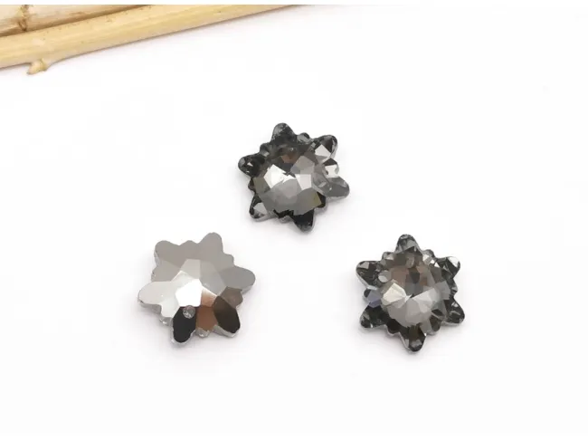 Pandantiv sticla fulg de nea 14mm gri