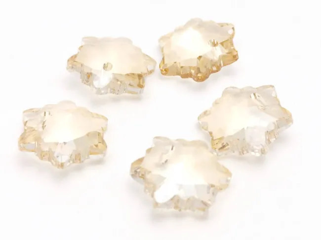 Pandantiv sticla fulg de nea 14mm sampanie