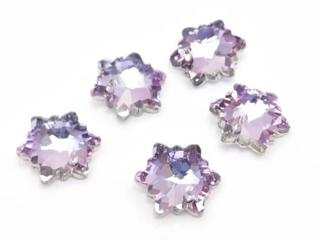 Pandantiv sticla fulg de nea 14mm mov