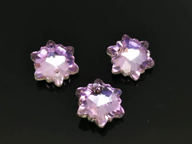 Pandantiv sticla fulg de nea 14mm mov