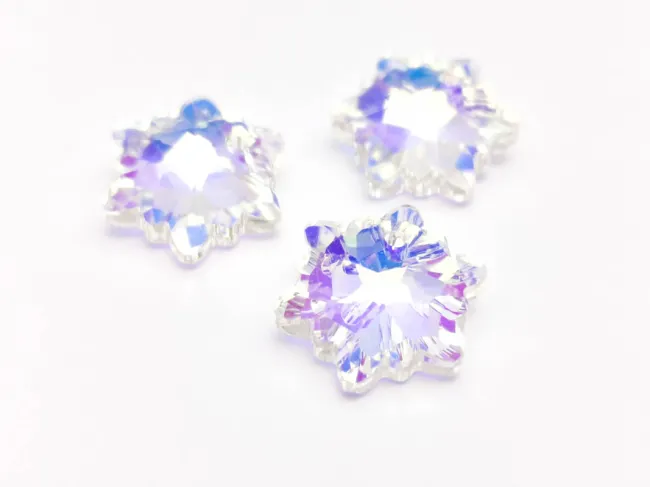 Pandantiv sticla fulg de nea 14mm transparent albastrui