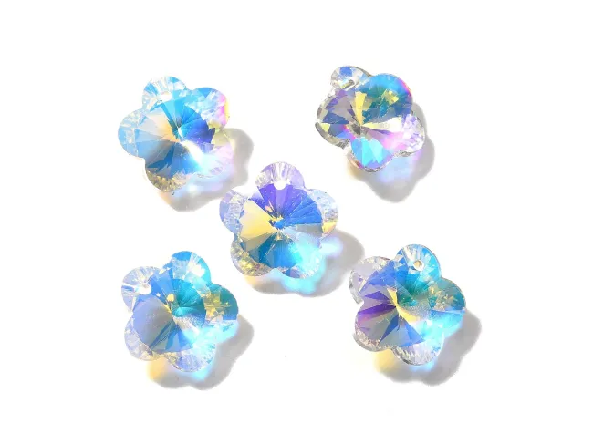 Pandantiv sticla floare 13mm transparent AB